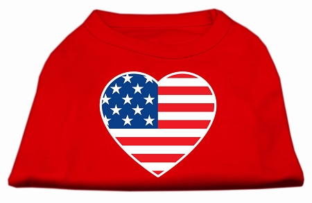 American Flag Heart Screen Print Shirt Red XS